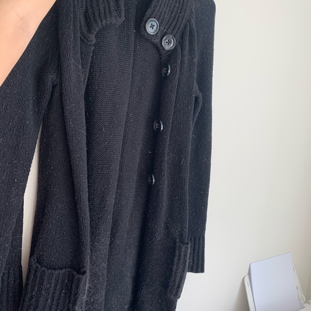 Long over sized black knitted cardigan